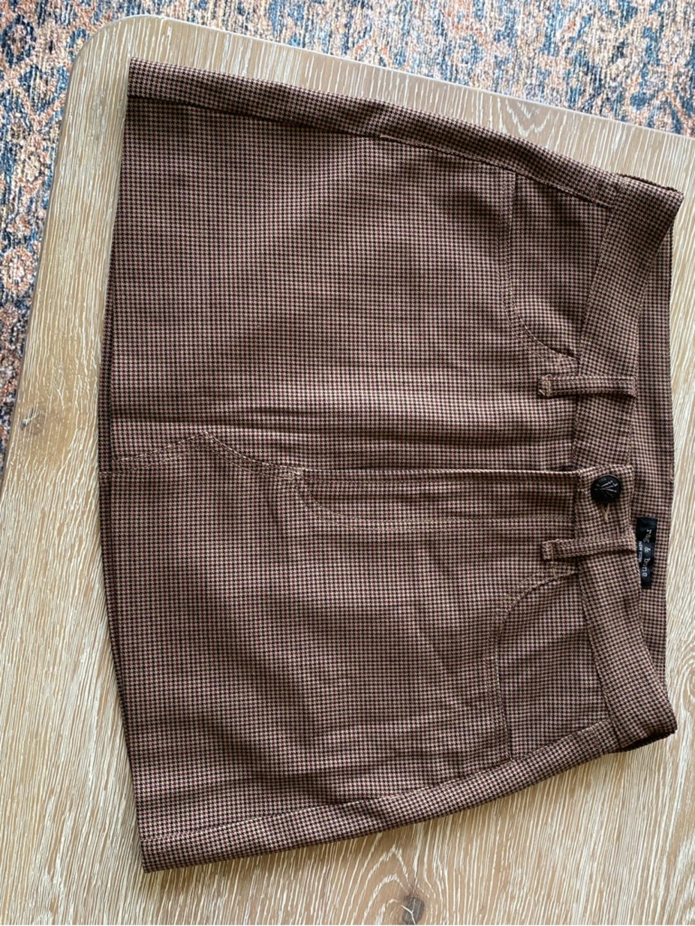 rag & bone Brown and Burgundy Houndstooth Mini Skirt